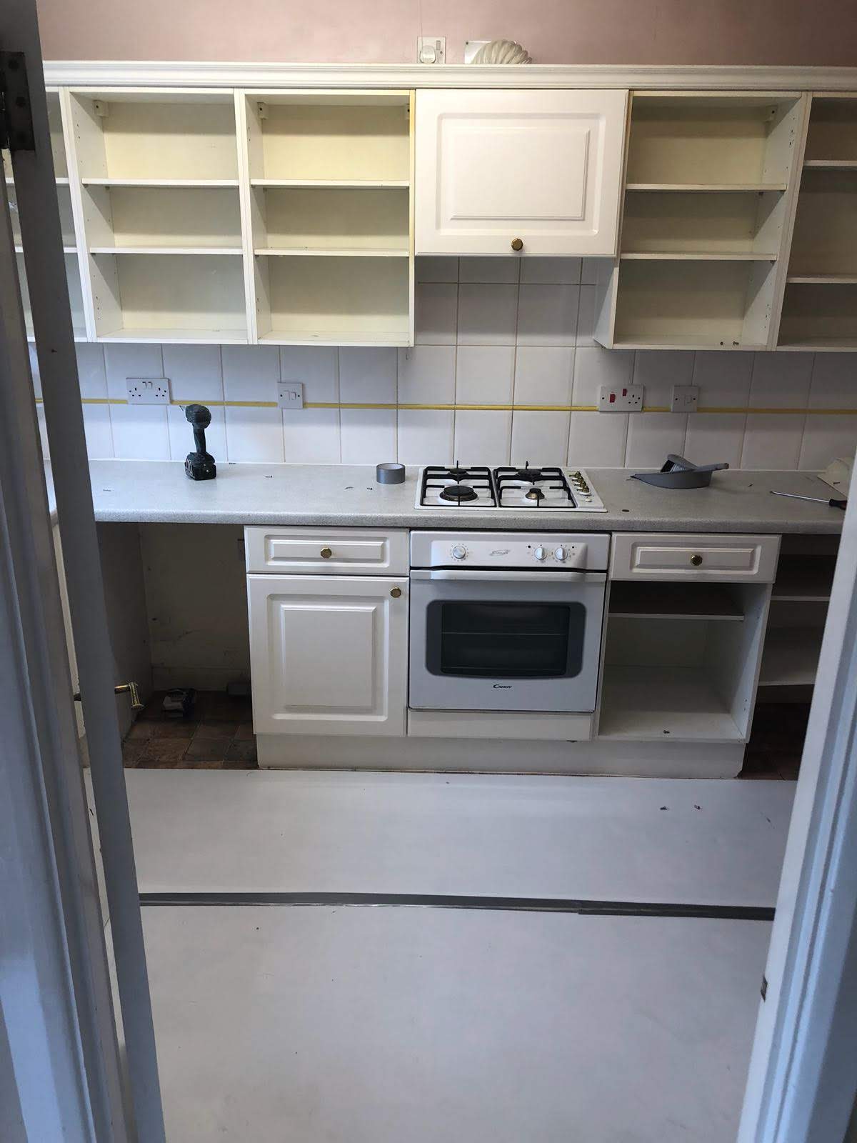 Kitchen worktop and sink area